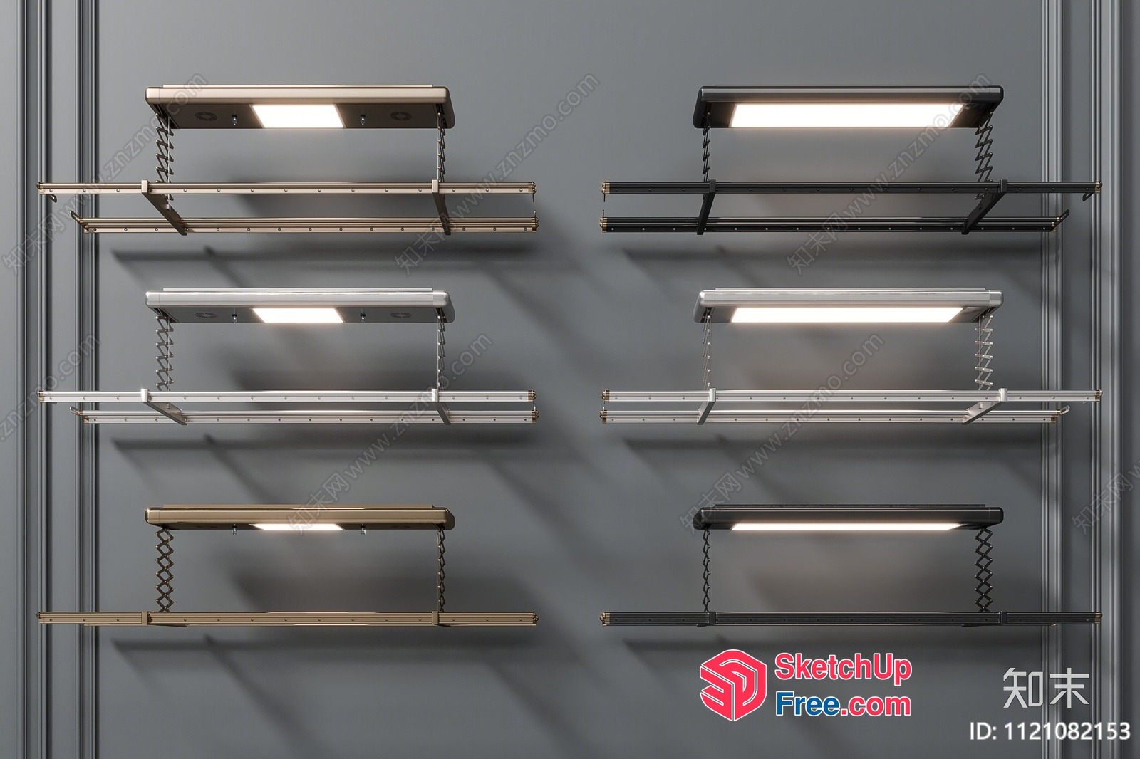 Modern Metal Shelving Units With Led Lighting 3D SketchUp File