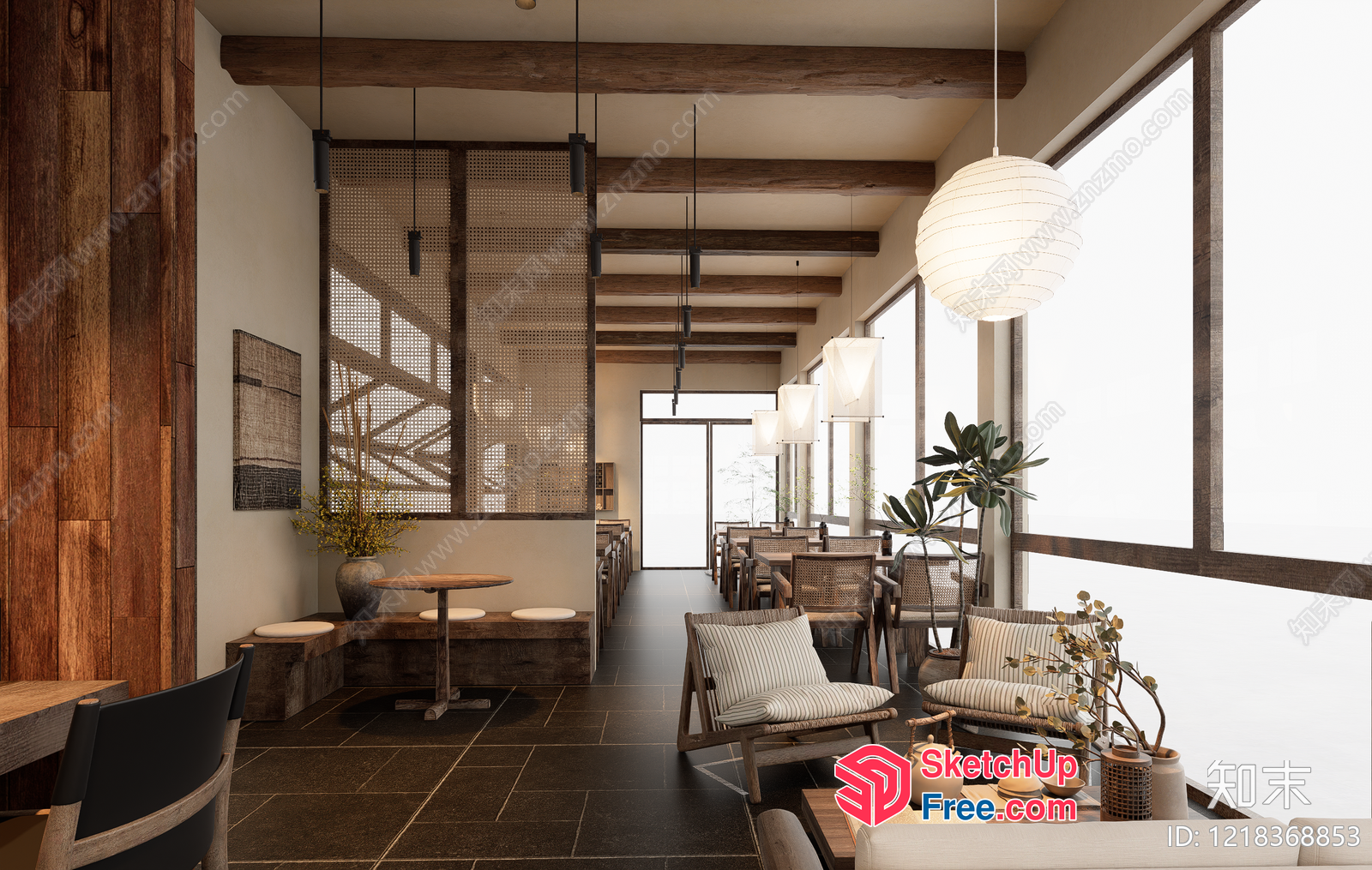 Modern Japanese Style Interior With Wood Accents And Natural Light 3D SketchUp File