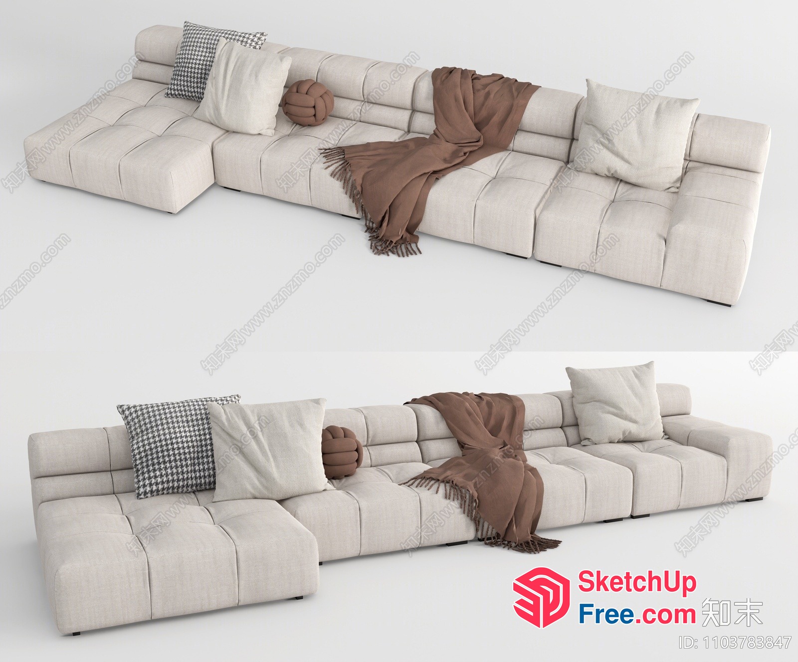 Modern Minimalist Creamy Style Sofa 3D SketchUp File