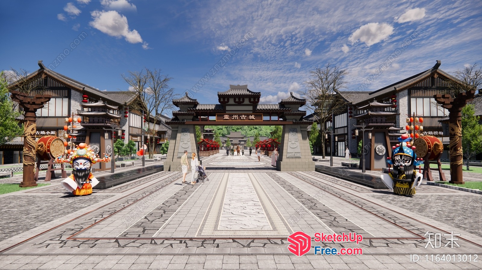 Traditional Chinese Architecture With Ornate Pillars And Decorative Entrance 3D SketchUp File