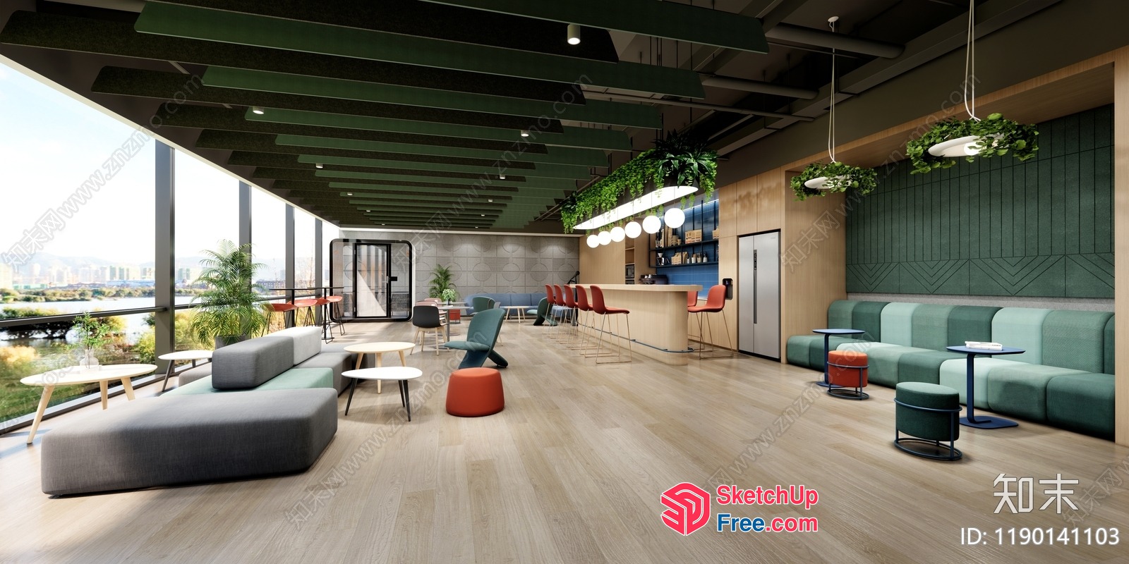 Modern Industrial-Style Office Space With Minimalist Decor 3D SketchUp File