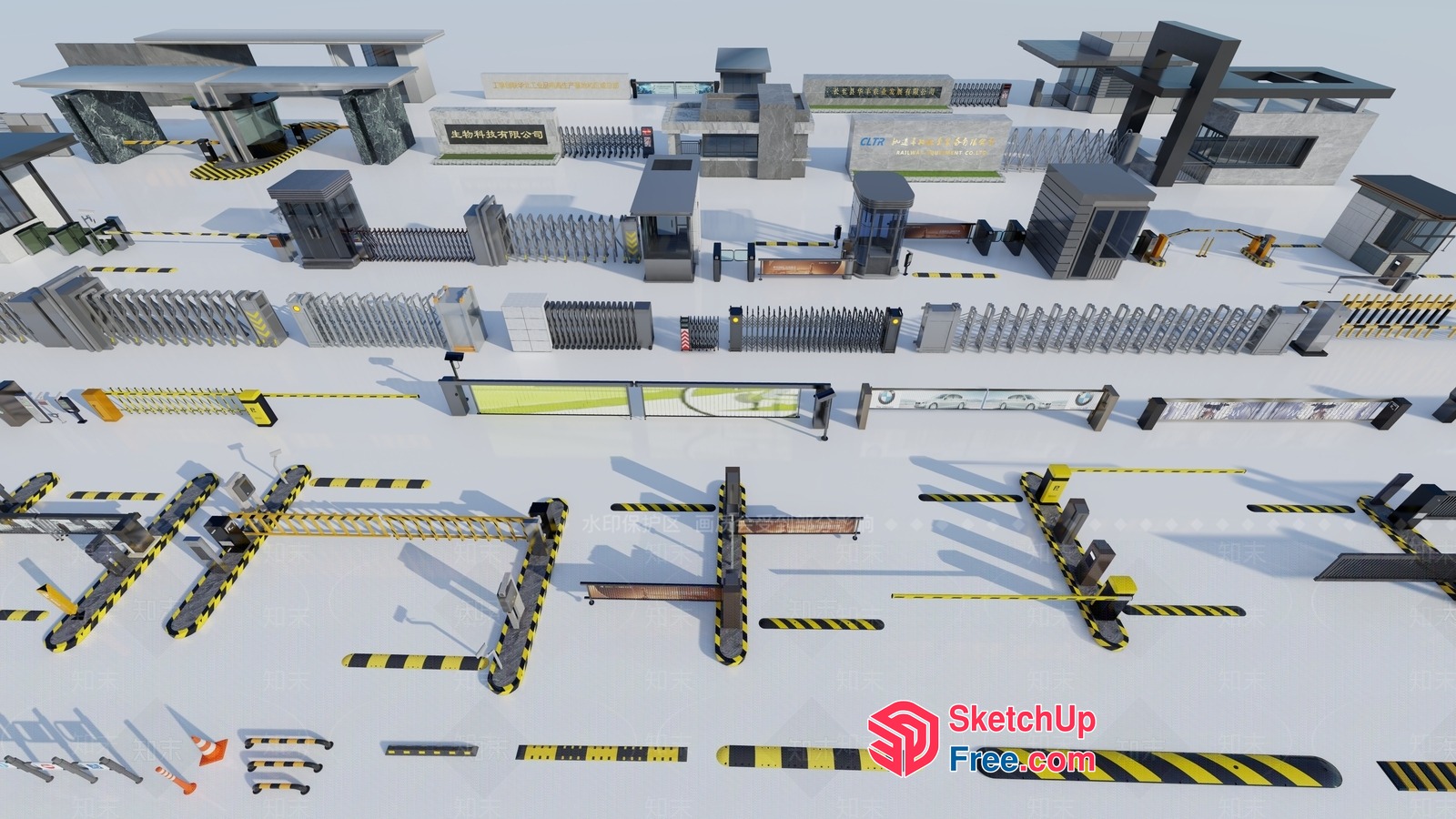 Modern Industrial Building Entrance And Security Gate 3D SketchUp File
