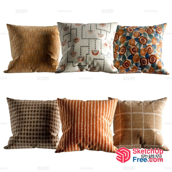 Elegant Throw Pillows With Geometric Patterns 3D SketchUp File