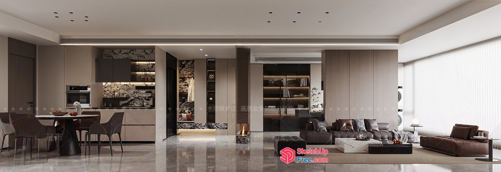 Modern Minimalist Living Room With Sleek Furniture And Natural Light 3D SketchUp File