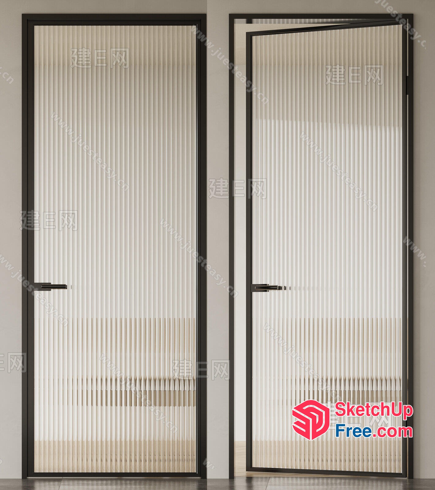 Sliding Glass Door With Vertical Blinds 3D SketchUp File