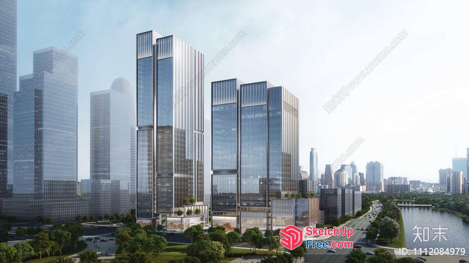 Modern Glass Cityscape 3D SketchUp File
