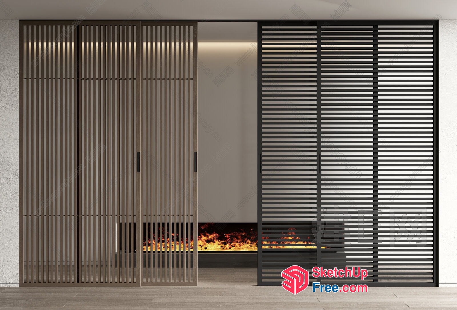 Modern Sliding Door Partition Screen 3D SketchUp File