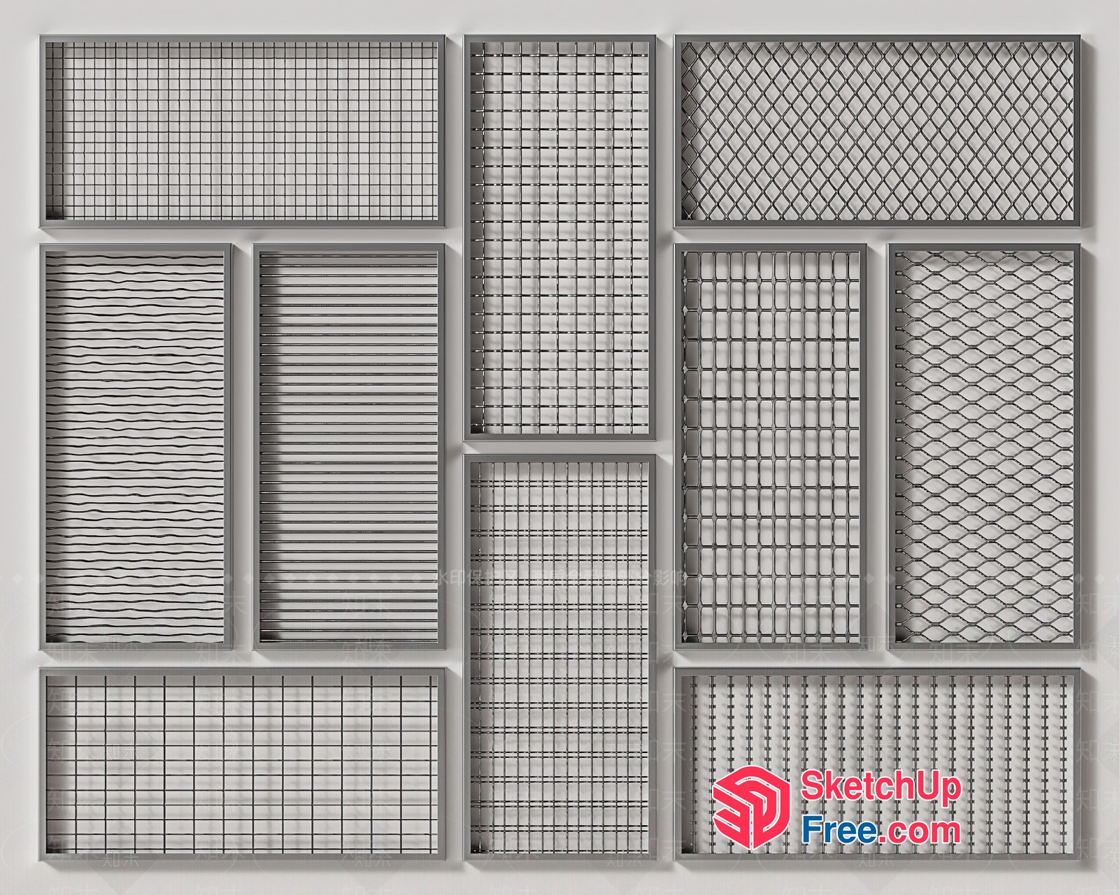 Grid Patterned Wall Decorations 3D SketchUp File
