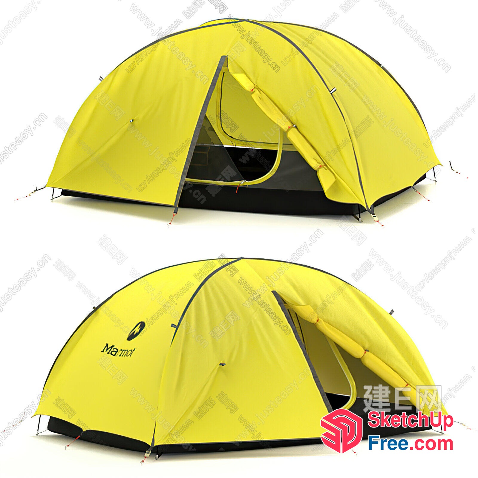 Yellow And Black Marmot Tent 3D SketchUp File