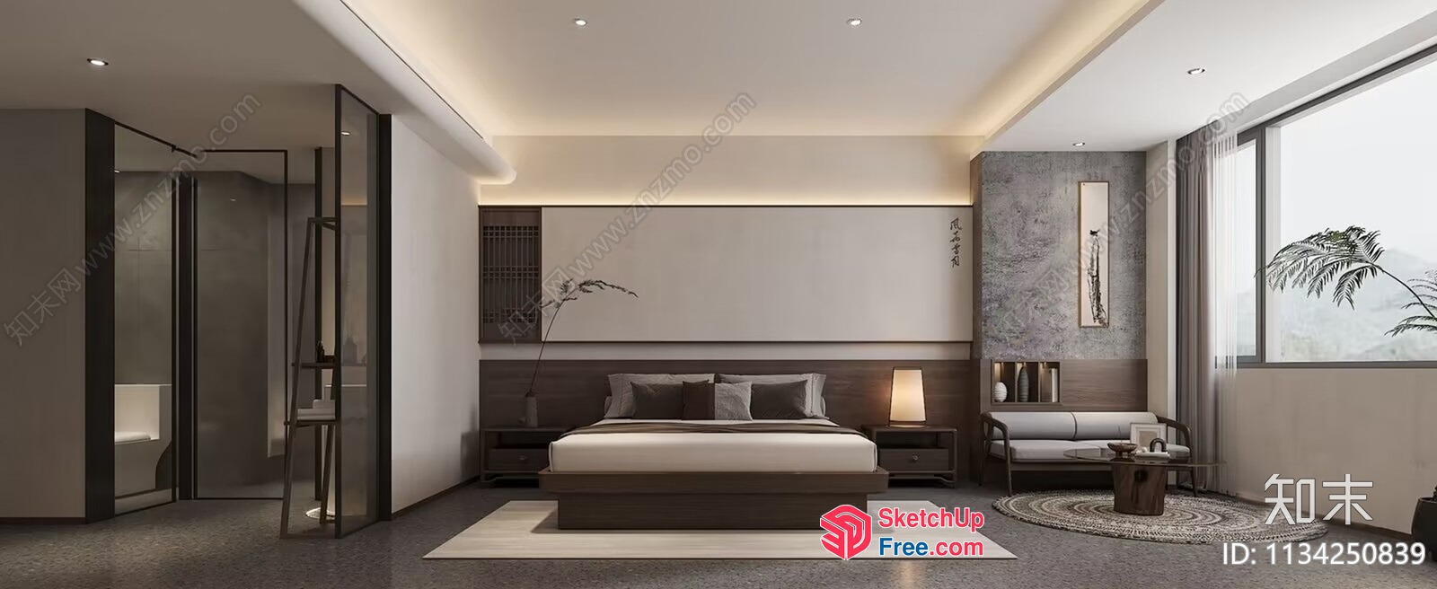 Modern Japanese Style Bedroom With Minimalist Decor 3D SketchUp File
