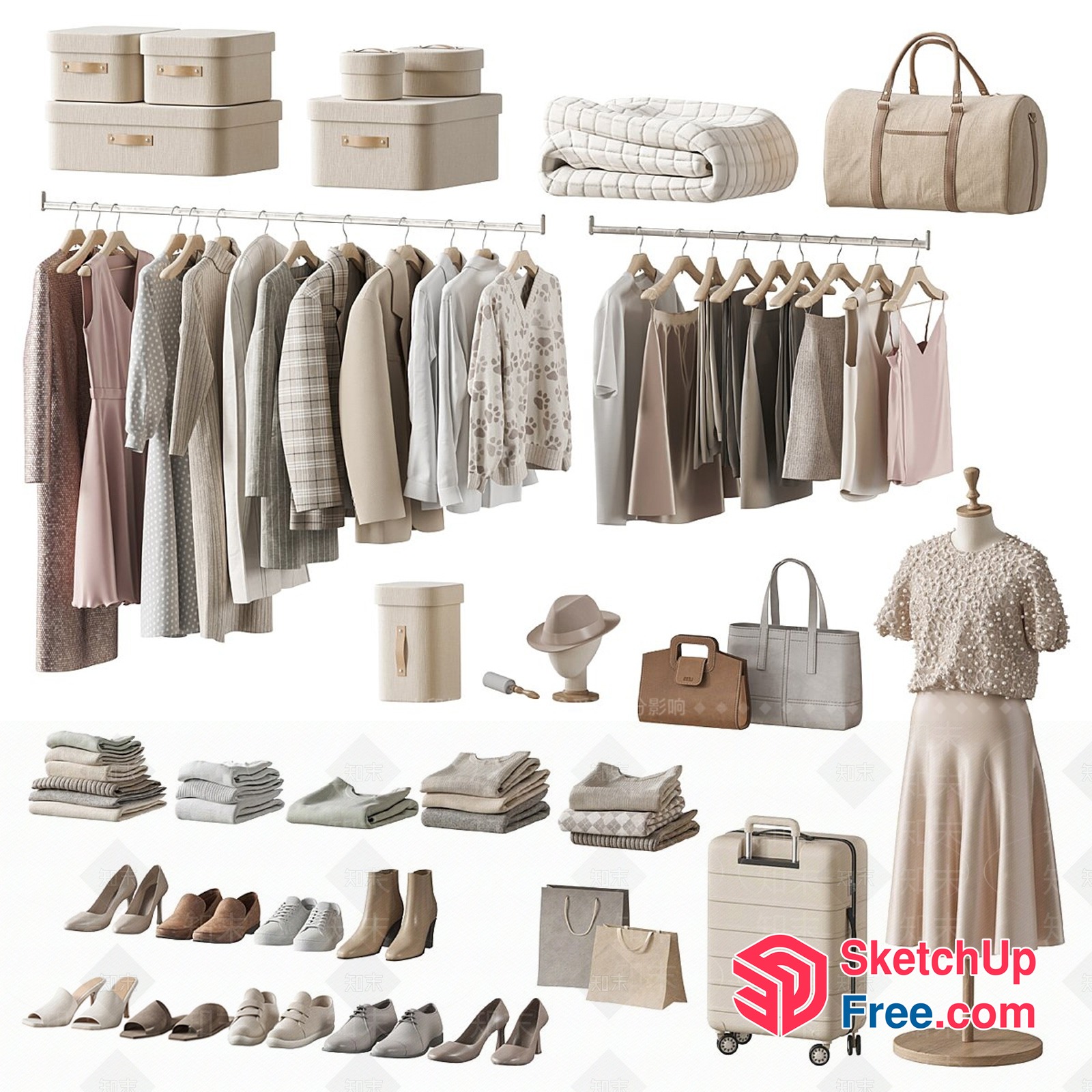 Neutral Toned Home Decor And Furniture 3D SketchUp File
