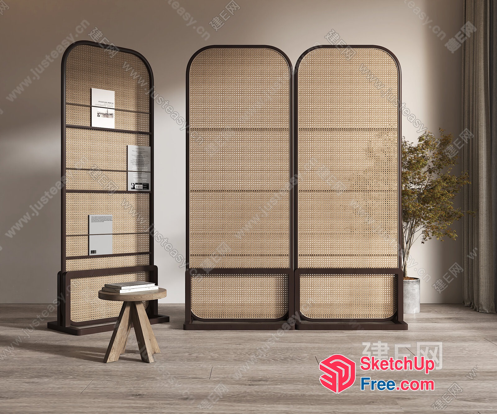 Rattan Partition Screen With Shelf 3D SketchUp File