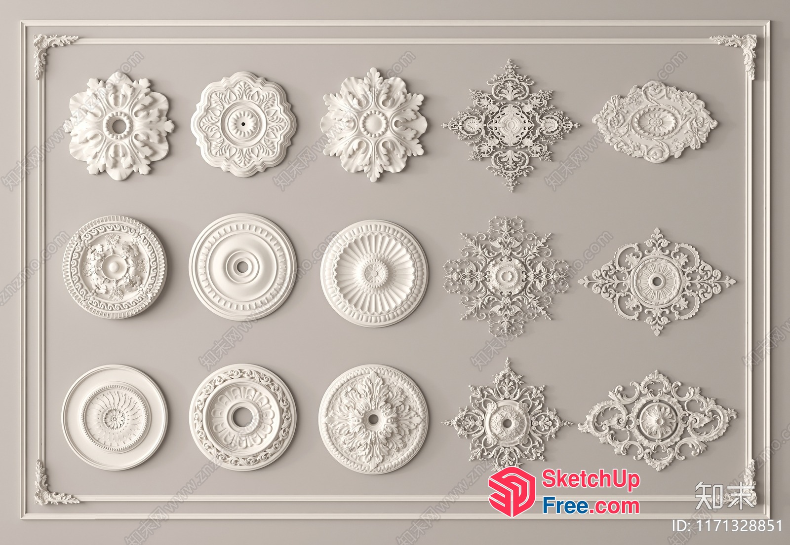 Ornate Ceiling Decorations 3D SketchUp File