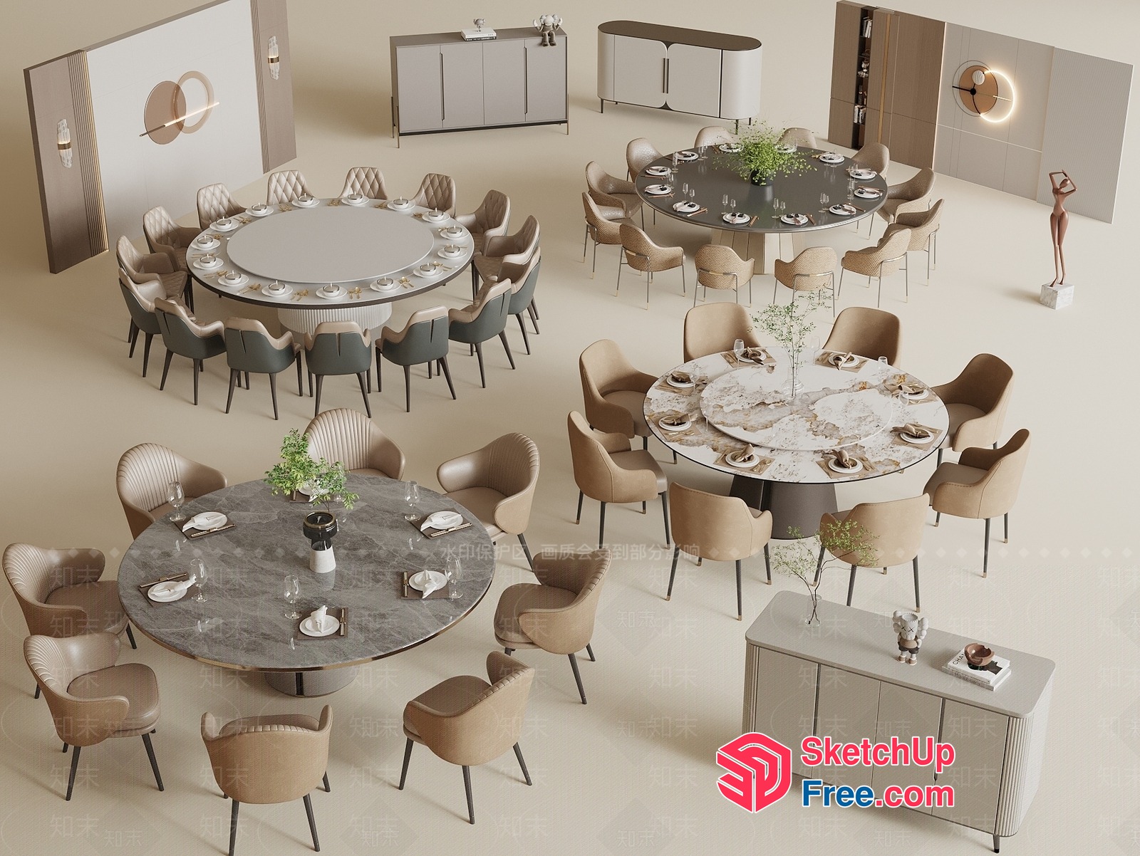 Elegant Modern Dining Room Furniture Collection 3D SketchUp File