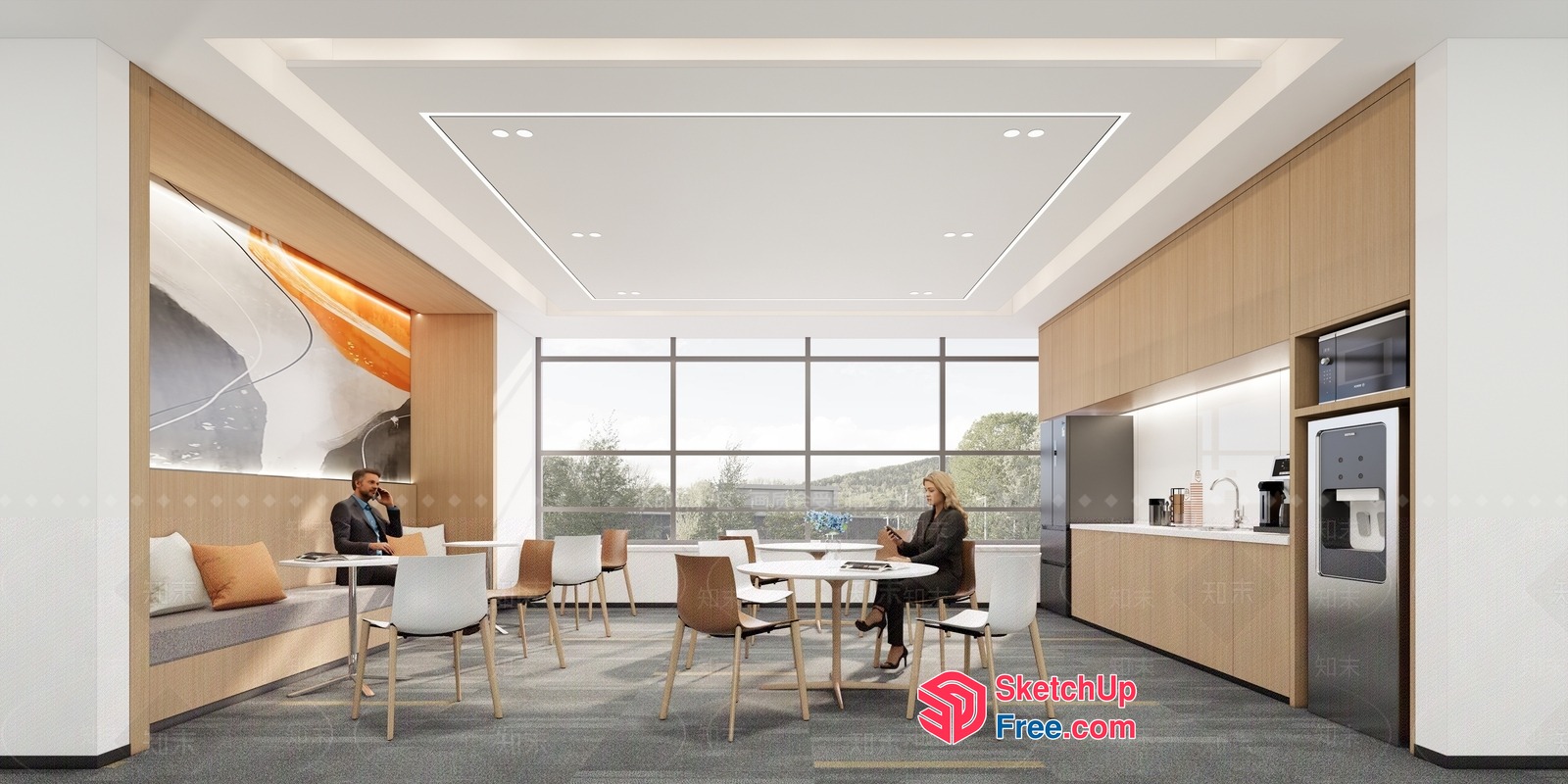 Modern Minimalist Office Space With Natural Light 3D SketchUp File