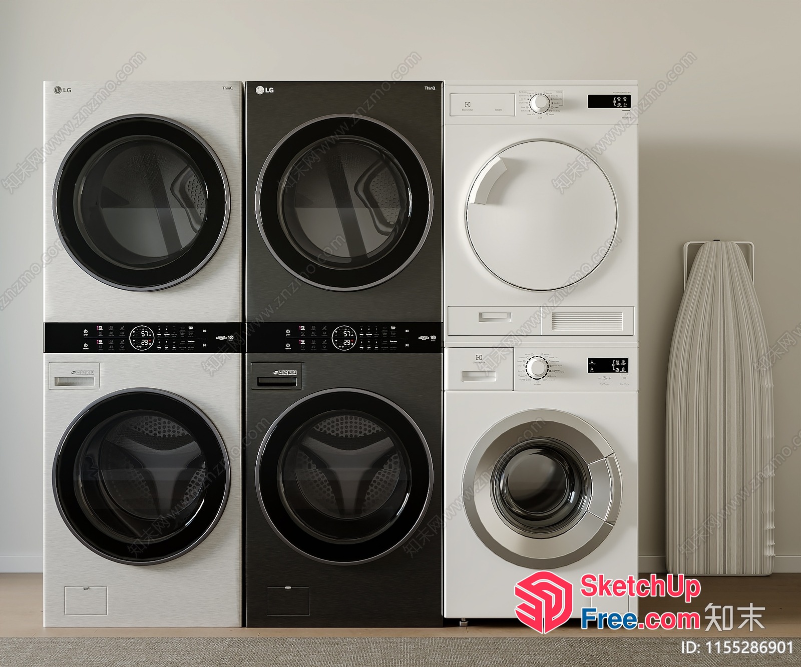 Modern Laundry Room With Lg Washing Machines 3D SketchUp File