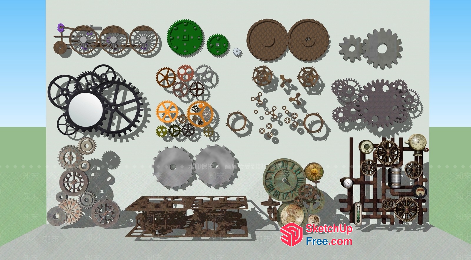 Industrial Style Gears And Cogs 3D SketchUp File