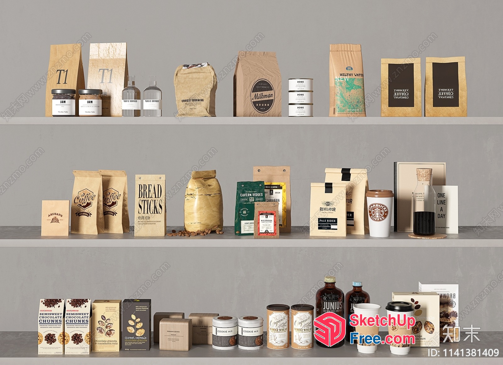Shelves Of Various Food And Drink Items 3D SketchUp File