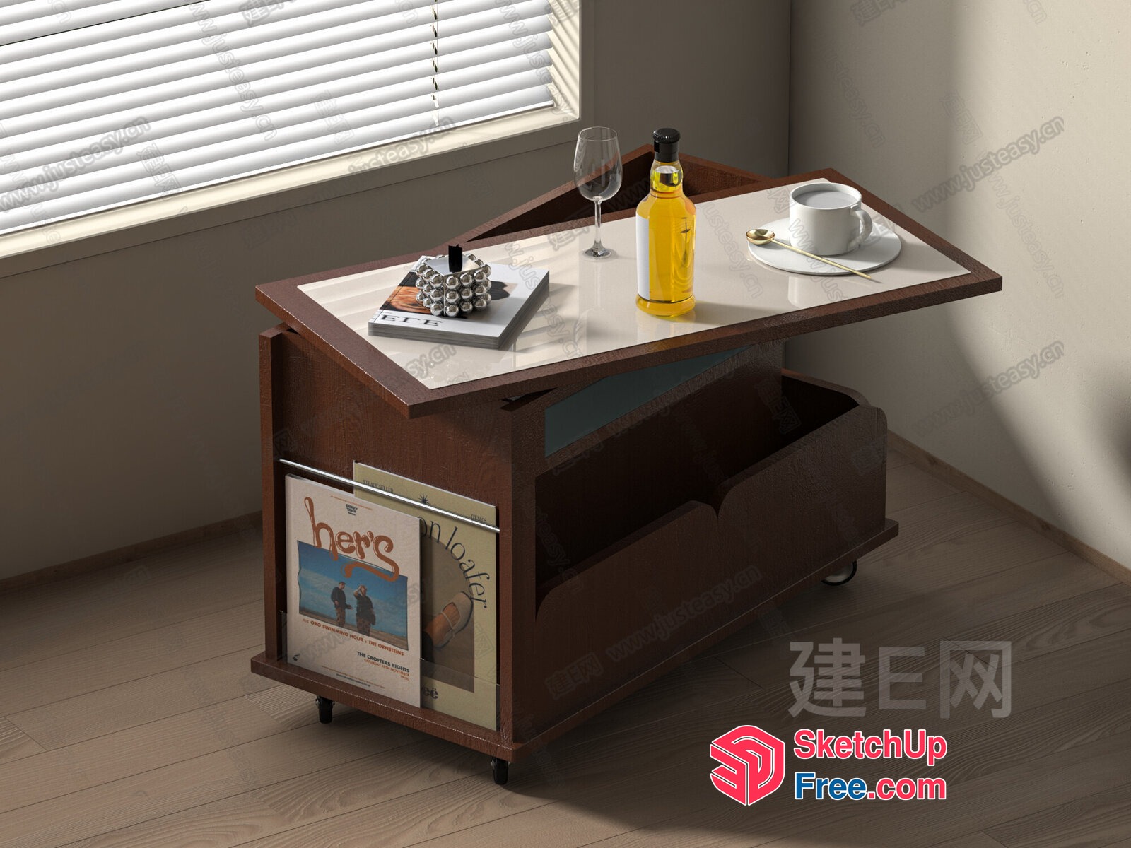 Coffee Table With Storage And Wine Rack 3D SketchUp File