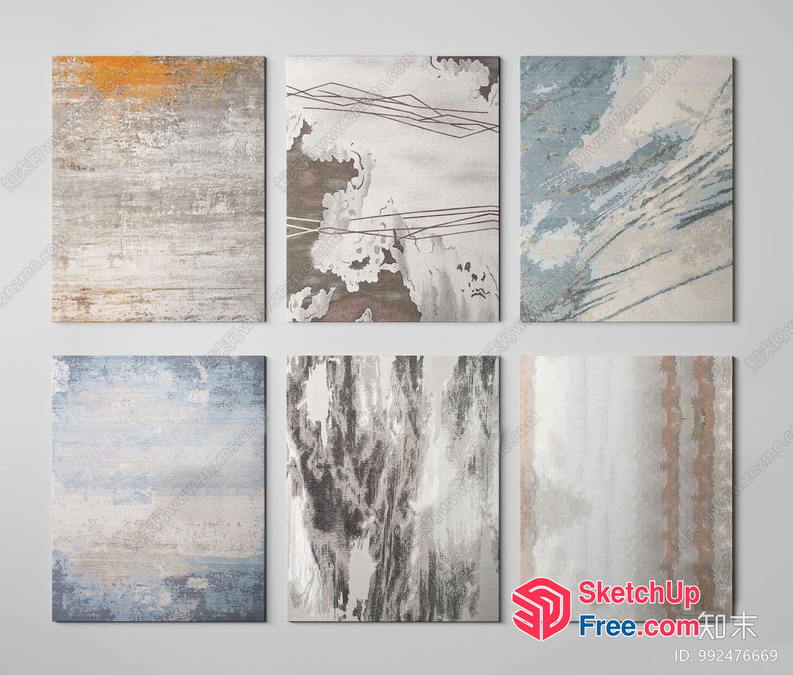 Minimalist Style Abstract Wall Art Collection 3D SketchUp File