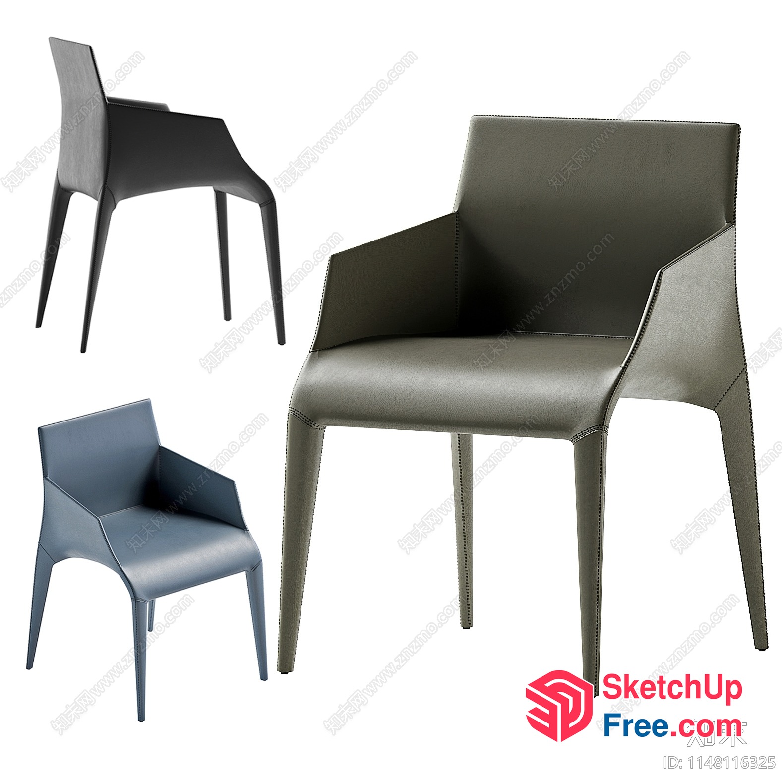 Contemporary Minimalist Leather Accent Chair 3D SketchUp File