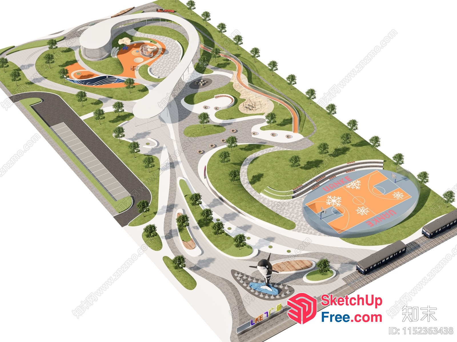 Modern Park Design With Diverse Amenities 3D SketchUp File