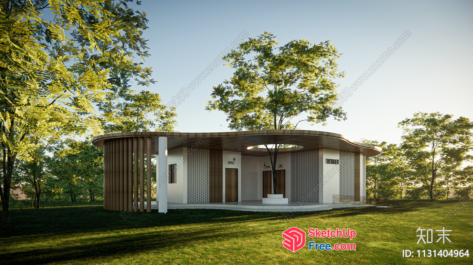 Modern Villa With Curved Roof And Natural Surroundings 3D SketchUp File