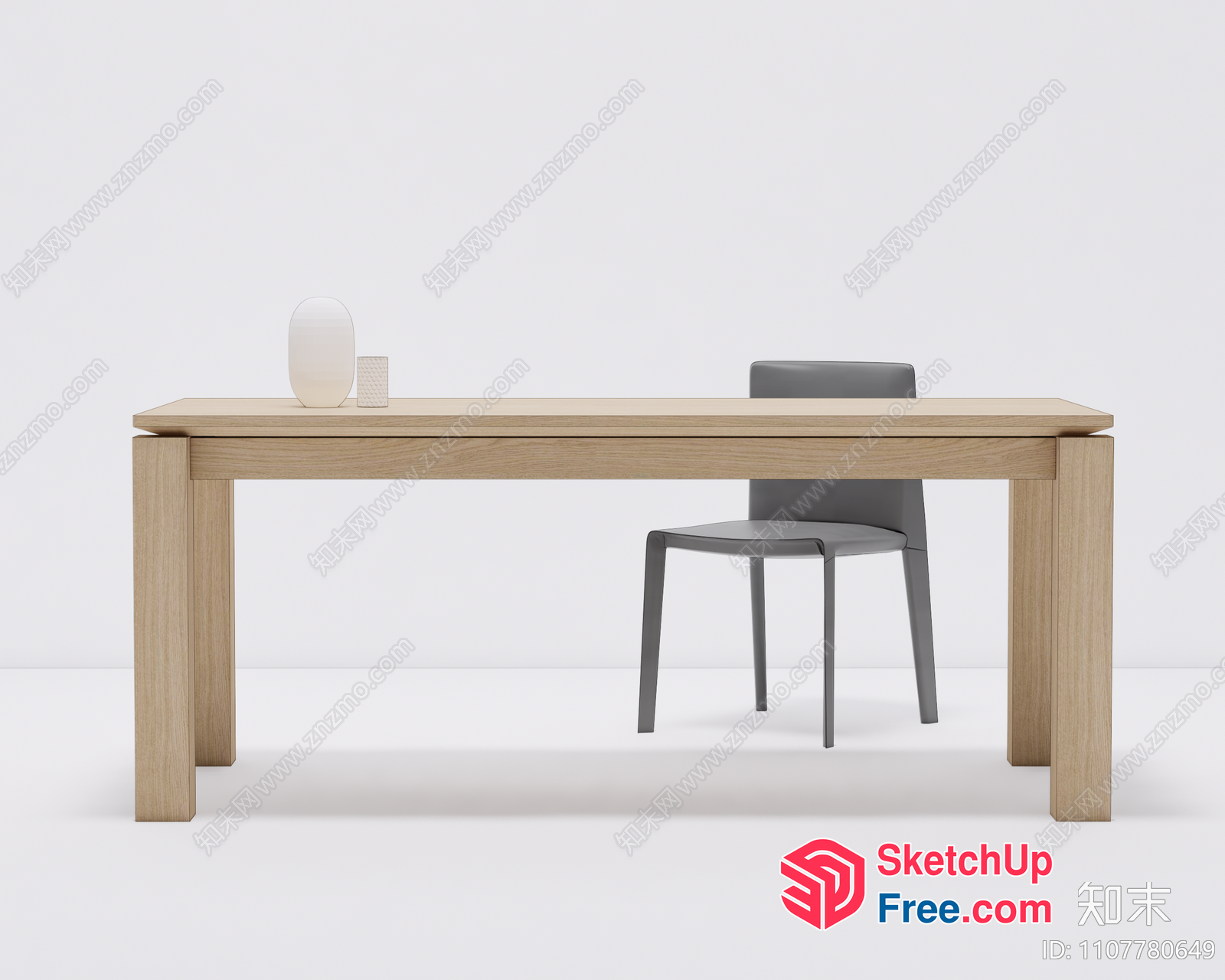 Minimalist Office Desk And Chair Set 3D SketchUp File