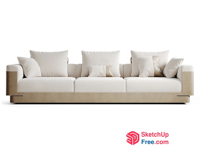 Modern Cream And Tan Sofa With Pillows 3D SketchUp File