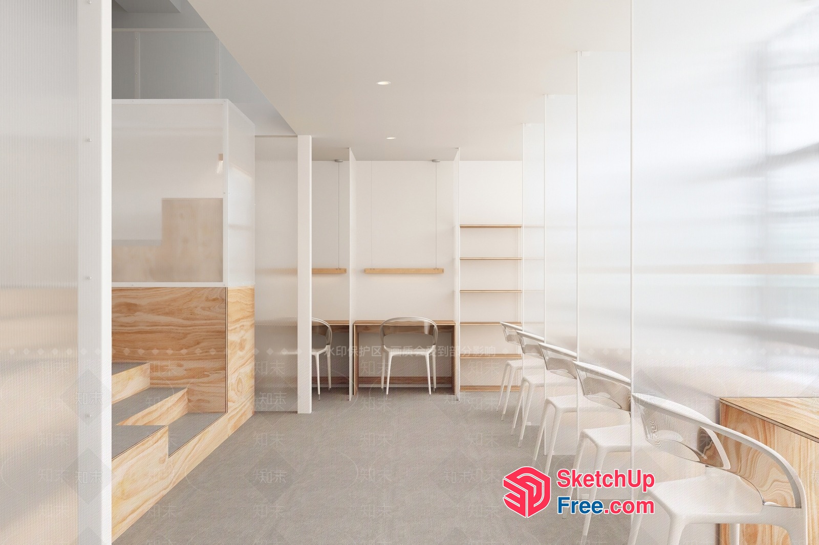 Minimalist White And Wood Interior Design 3D SketchUp File