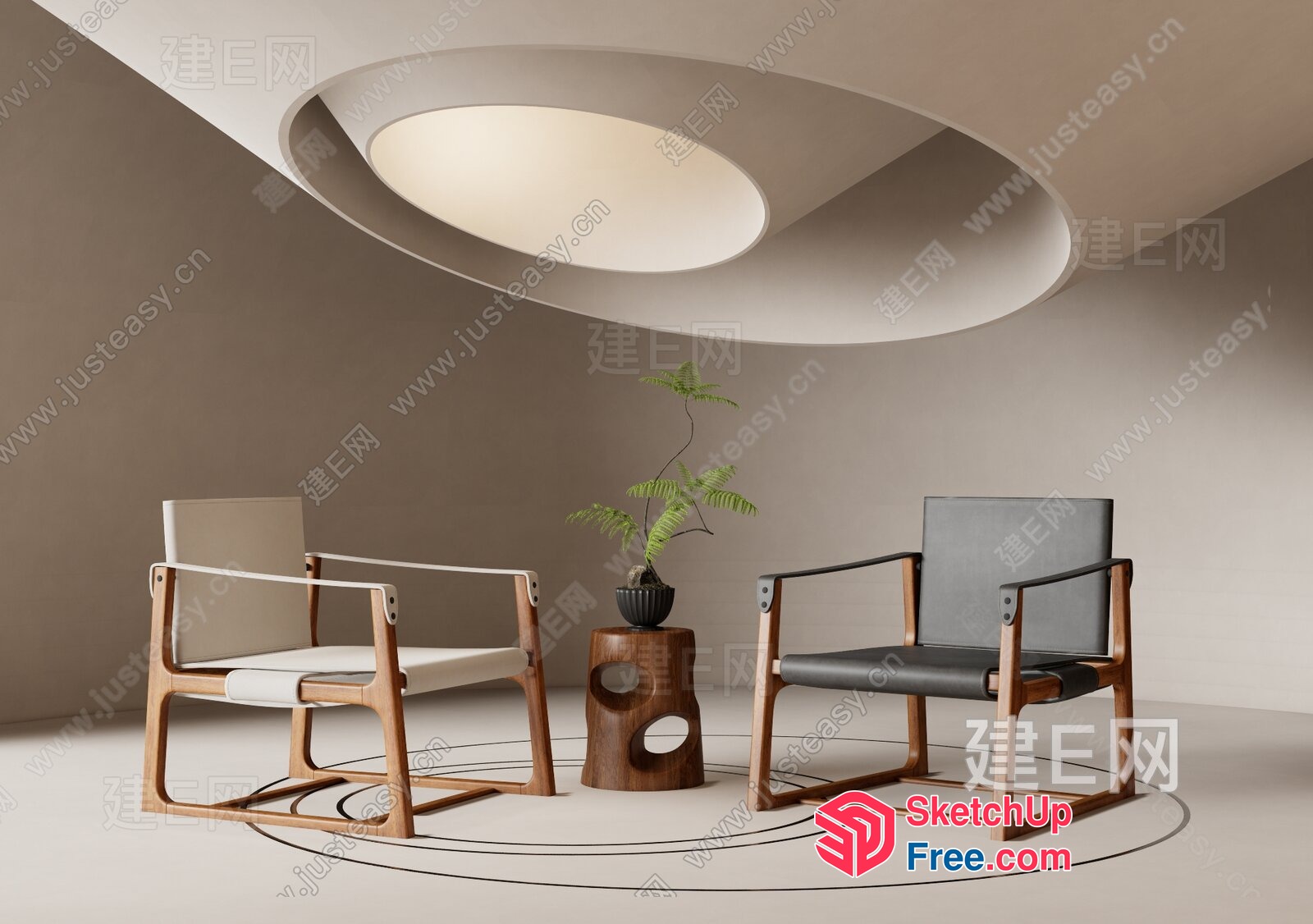 Modern Minimalist Interior Design With Sleek Furniture And Natural Accents 3D SketchUp File