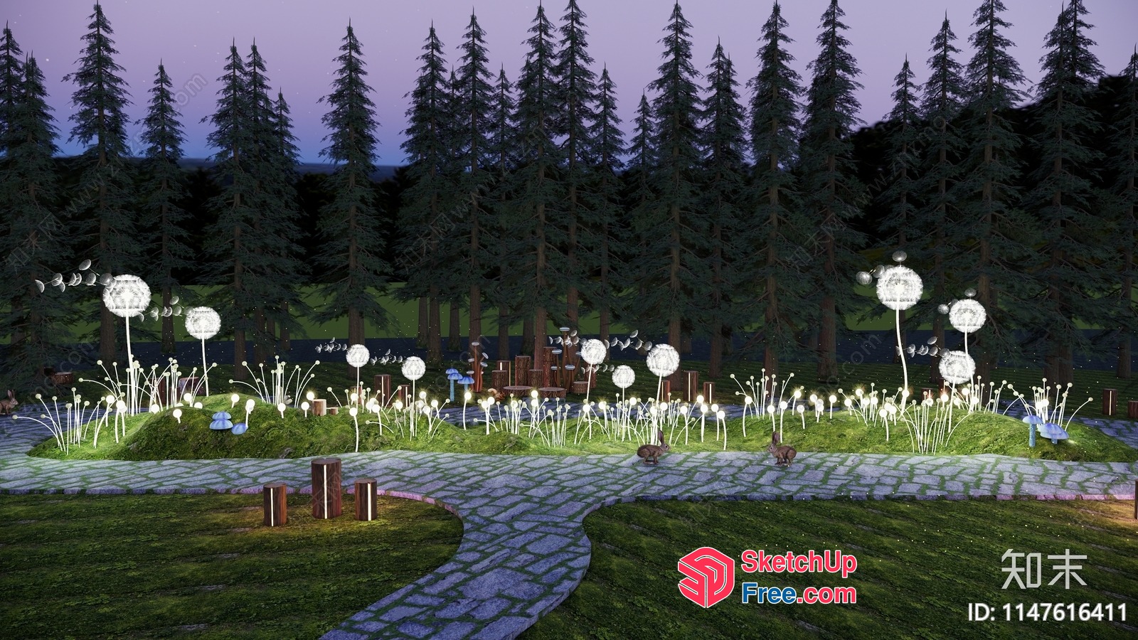 Serene Forest Pathway 3D SketchUp File