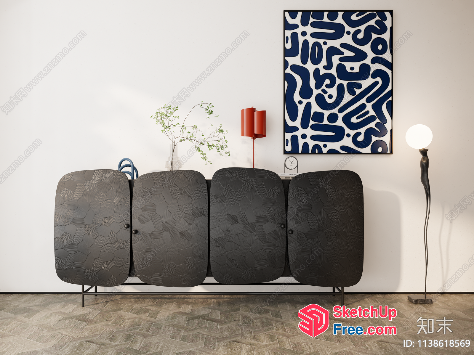Modern Minimalist Furniture With Abstract Artwork 3D SketchUp File