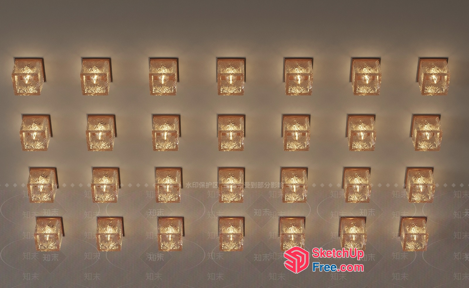 Square Glass Sconces On A White Wall 3D SketchUp File