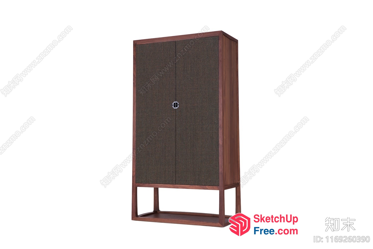 Tall Cabinet With Brown Frame And Gray Doors 3D SketchUp File