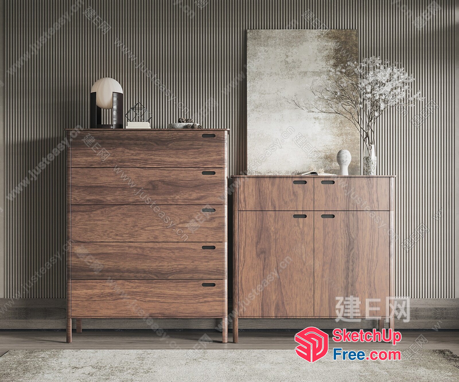 Modern Minimalist Furniture Arrangement 3D SketchUp File