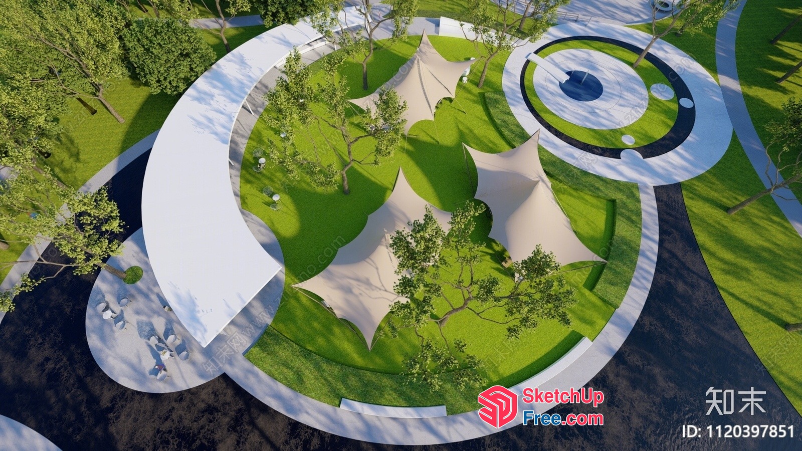 Serene Parkland Aerial View 3D SketchUp File