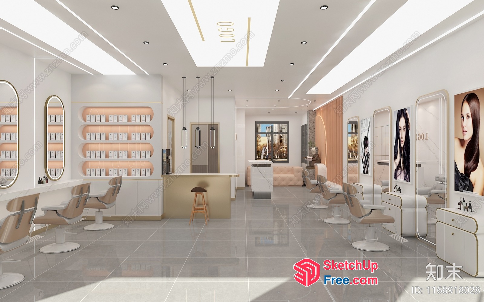 Modern Salon Interior Design With Sleek And Elegant Decor 3D SketchUp File