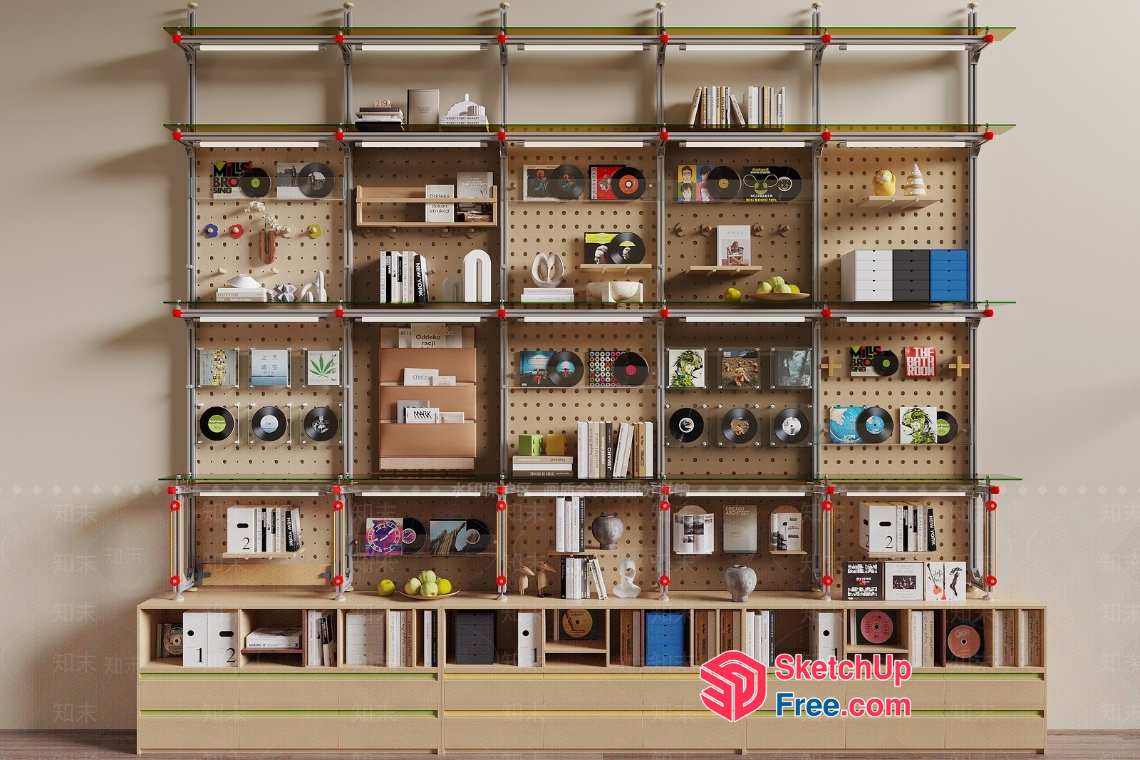 Modern Shelving Unit With Storage And Decor 3D SketchUp File