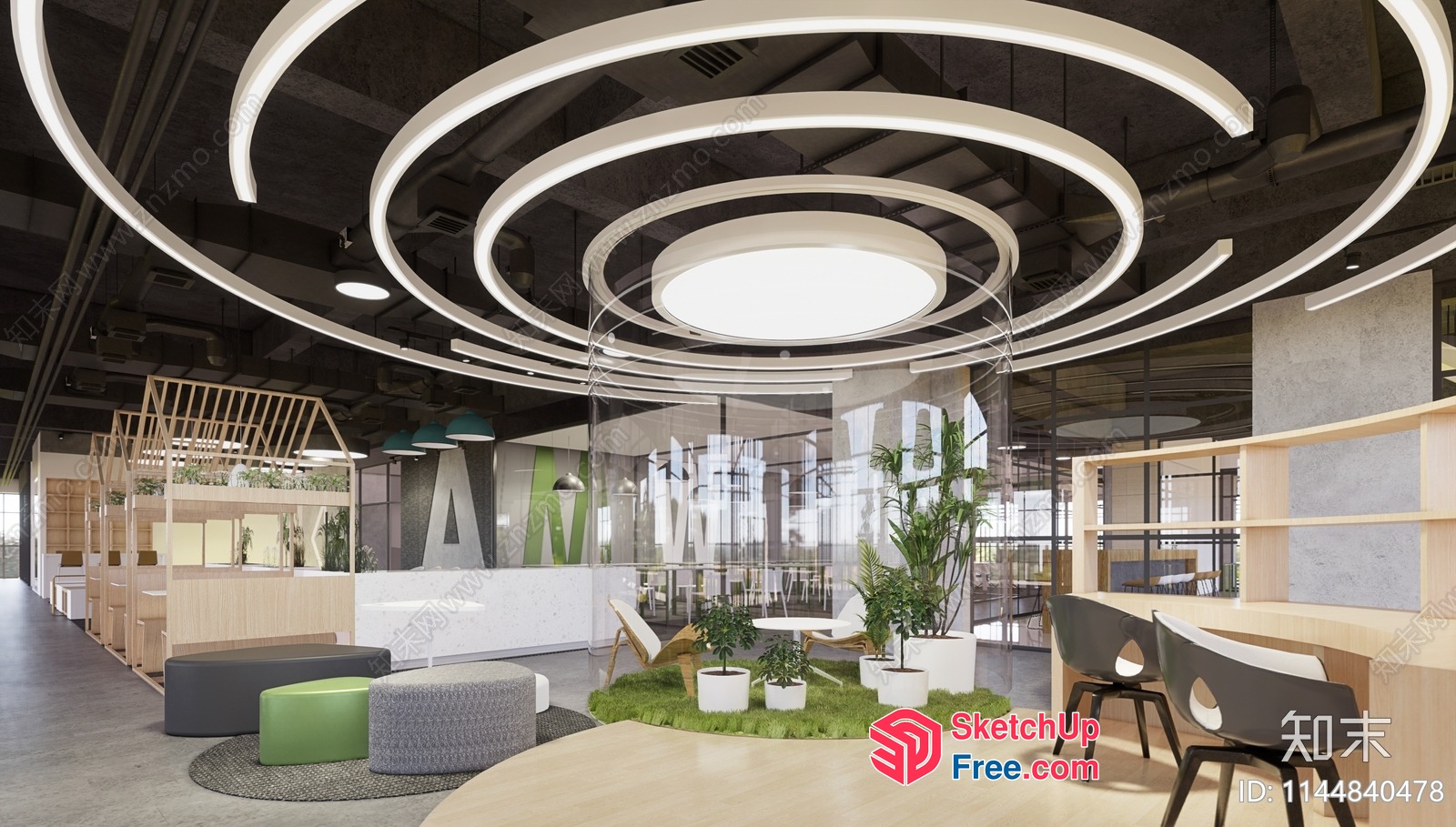 Modern Office Interior With Sleek Furniture And Greenery 3D SketchUp File