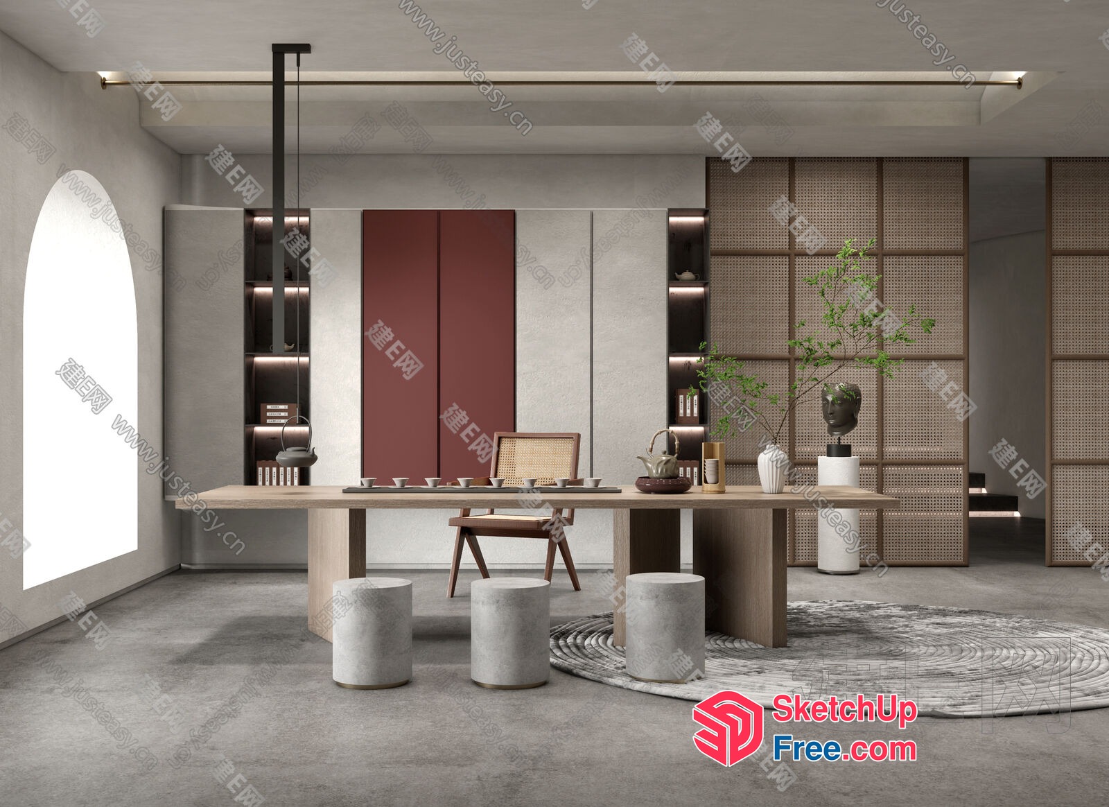 Modern Japanese-Inspired Interior Design 3D SketchUp File