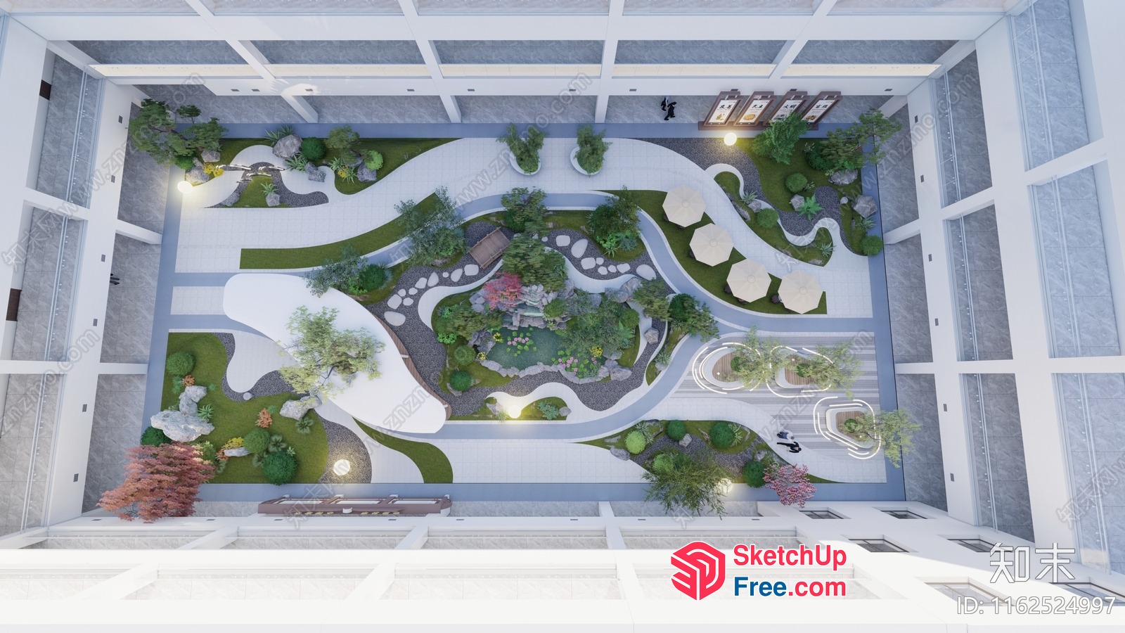 Serene Japanese Garden Courtyard 3D SketchUp File