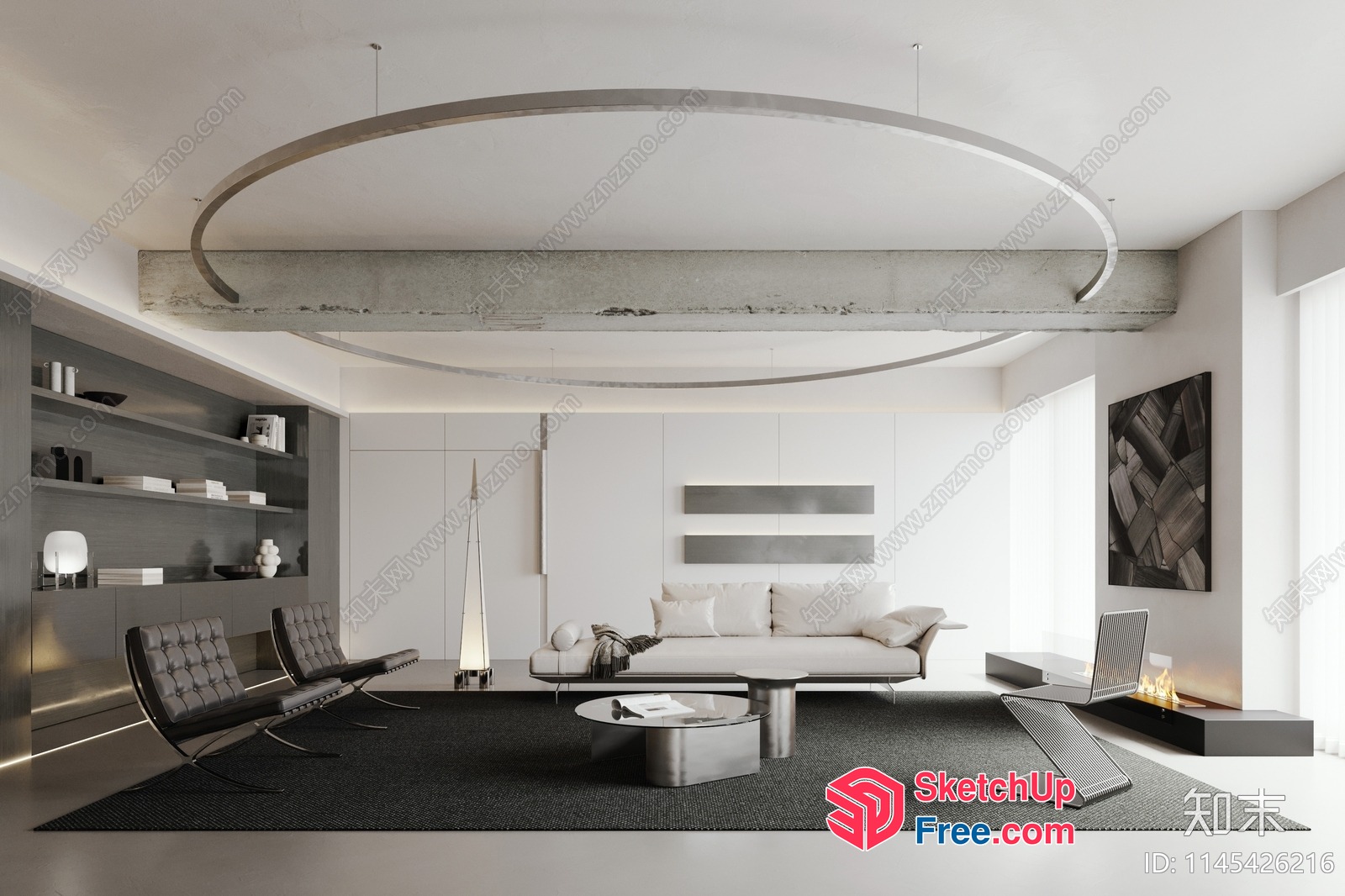 Modern Minimalist Living Room With Sleek Furniture 3D SketchUp File