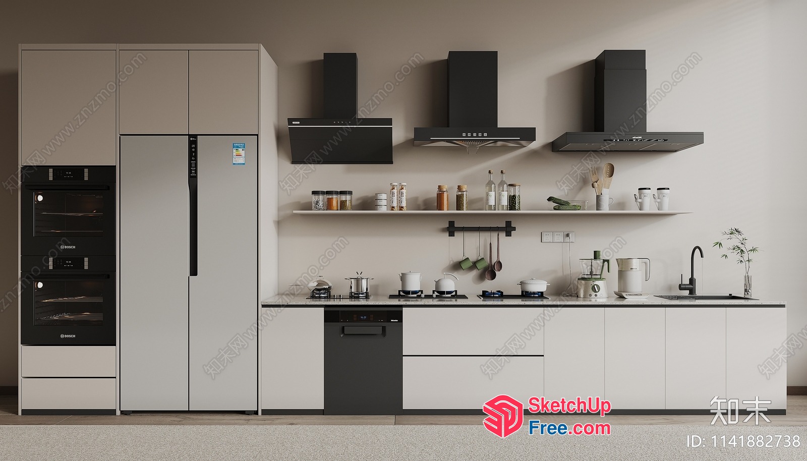 Modern Kitchen With Sleek Appliances And Minimalist Decor 3D SketchUp File