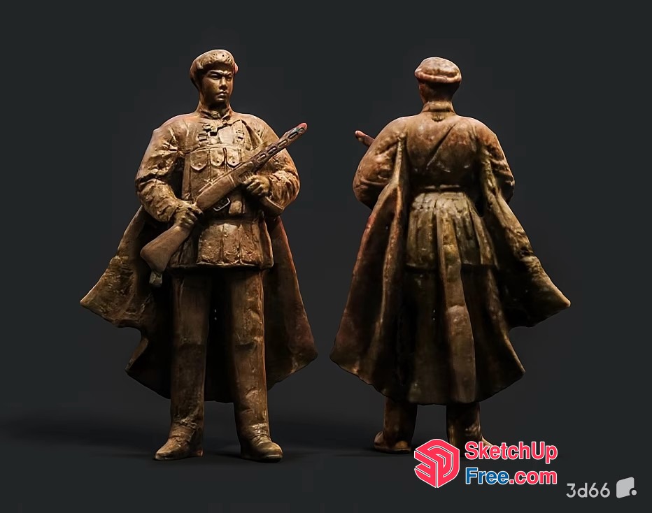 Soldier With Gun And Cape 3D SketchUp File