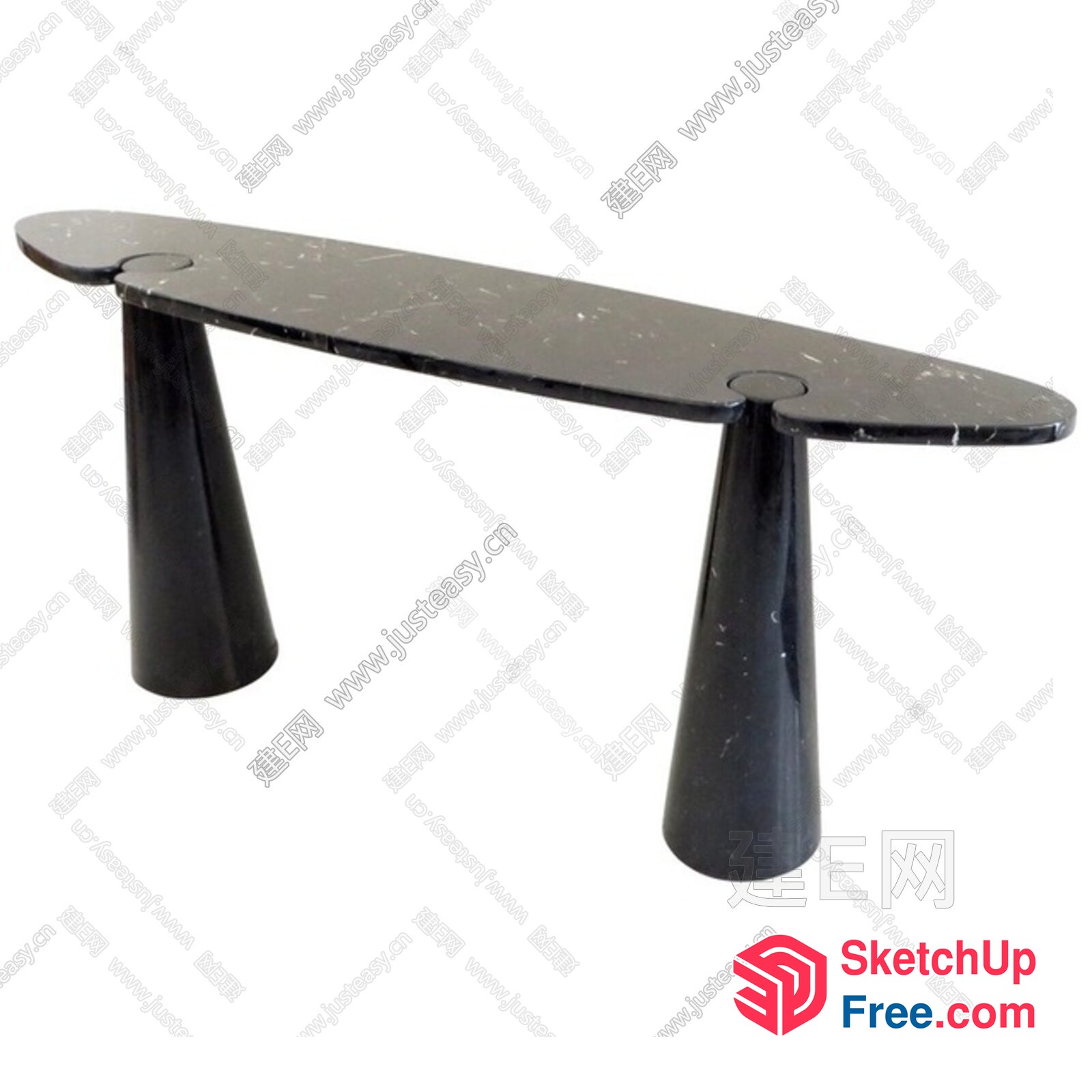 Sleek And Modern Black Console Table 3D SketchUp File
