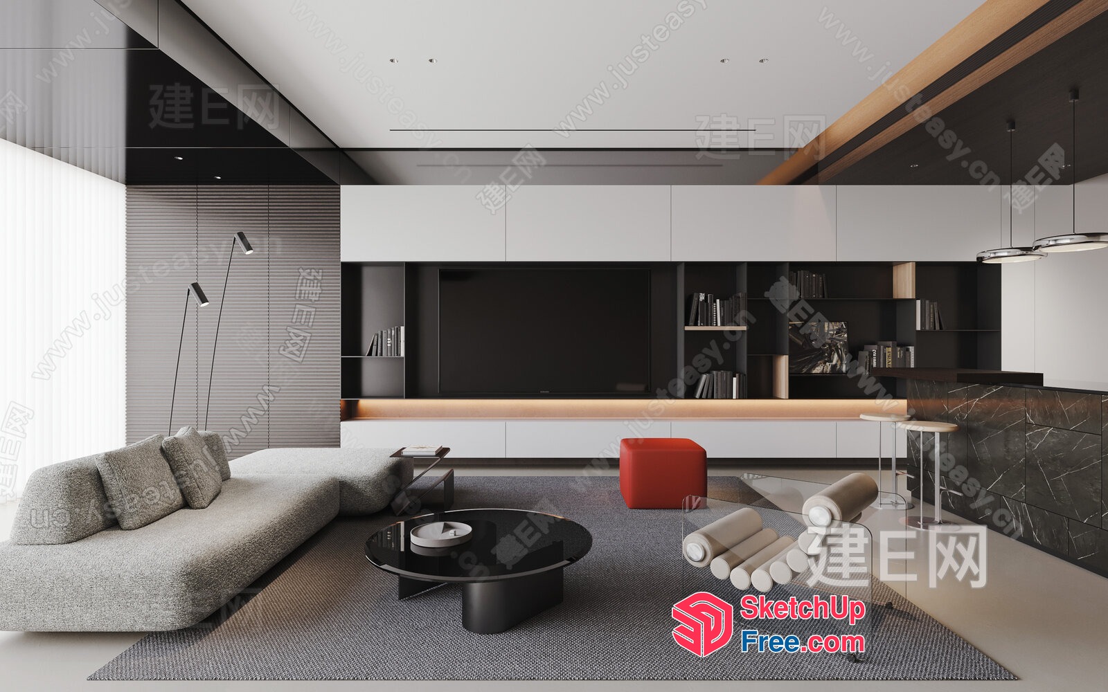 Modern Minimalist Living Room Interior Design 3D SketchUp File