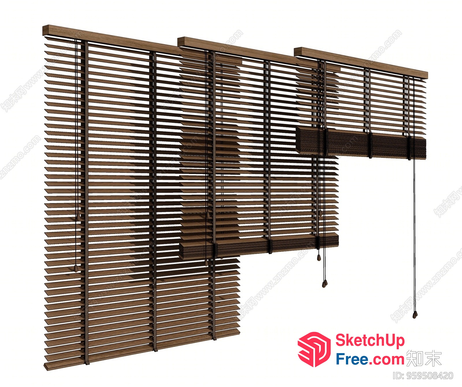 Wooden Blinds On Windows 3D SketchUp File