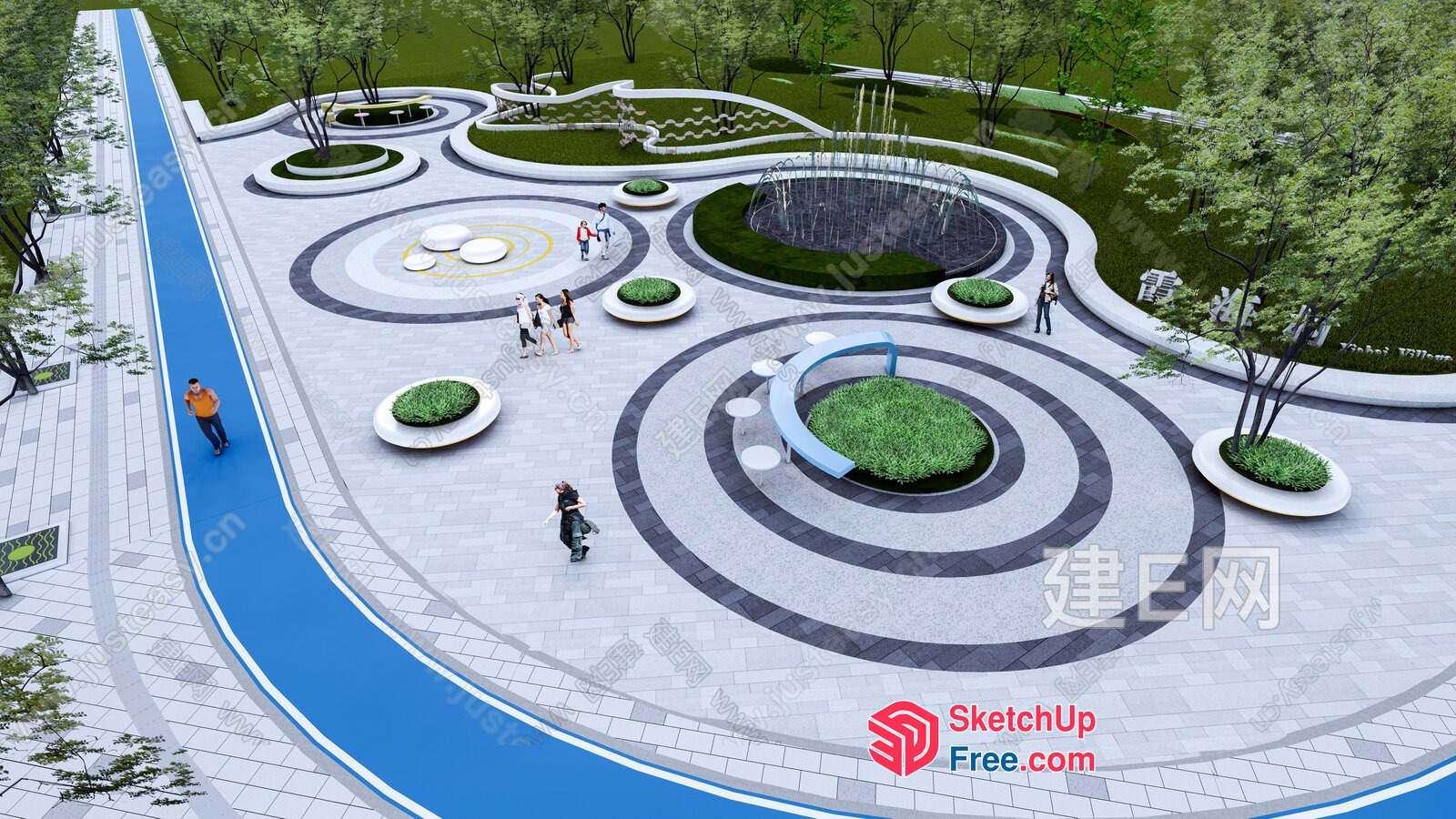 Serene Modern Public Park 3D SketchUp File