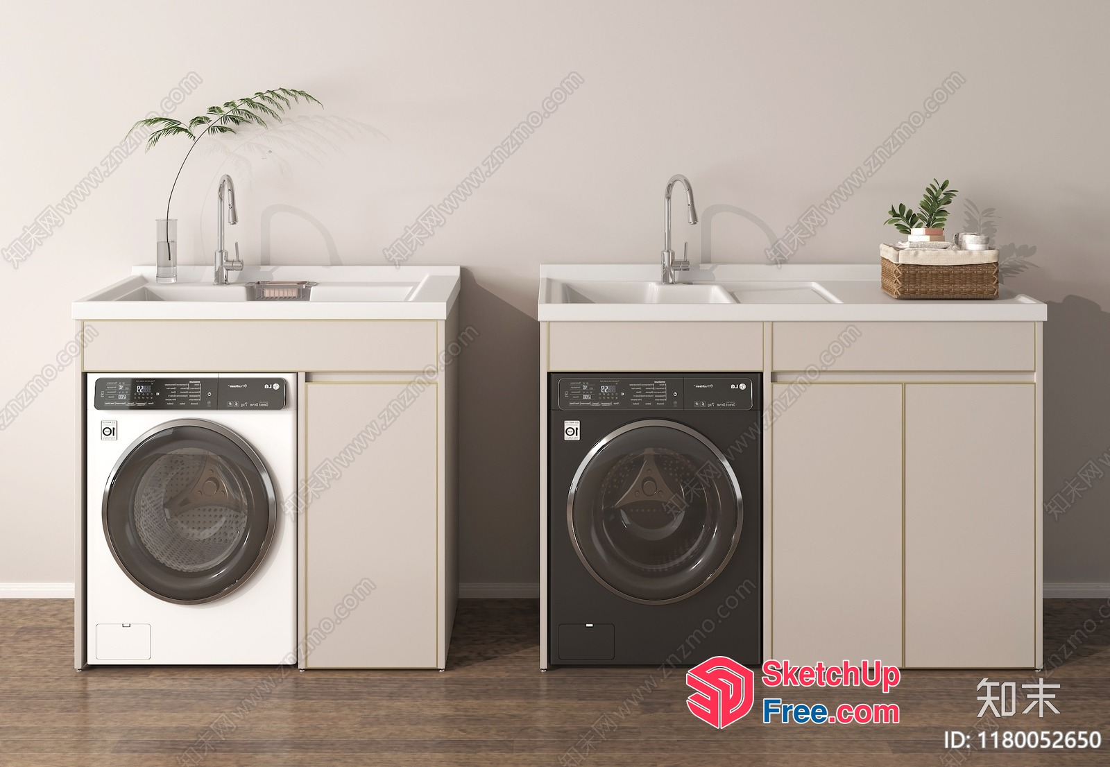 Modern Laundry Room Interior With Washing Machines And Sinks 3D SketchUp File
